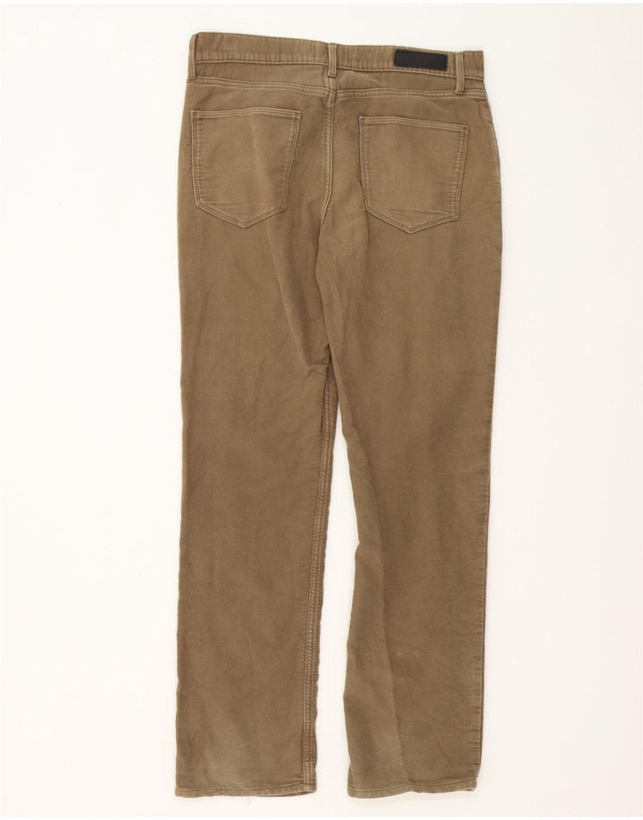 MARKS & SPENCER Mens Regular Fit Casual Trousers W32 L29 Brown Cotton