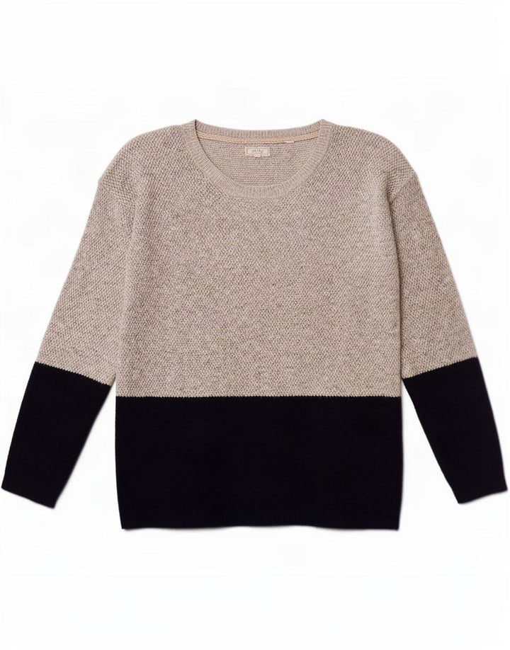 Fat Face Womens Boat Neck Jumper Sweater UK 12 Medium Grey Colourblock