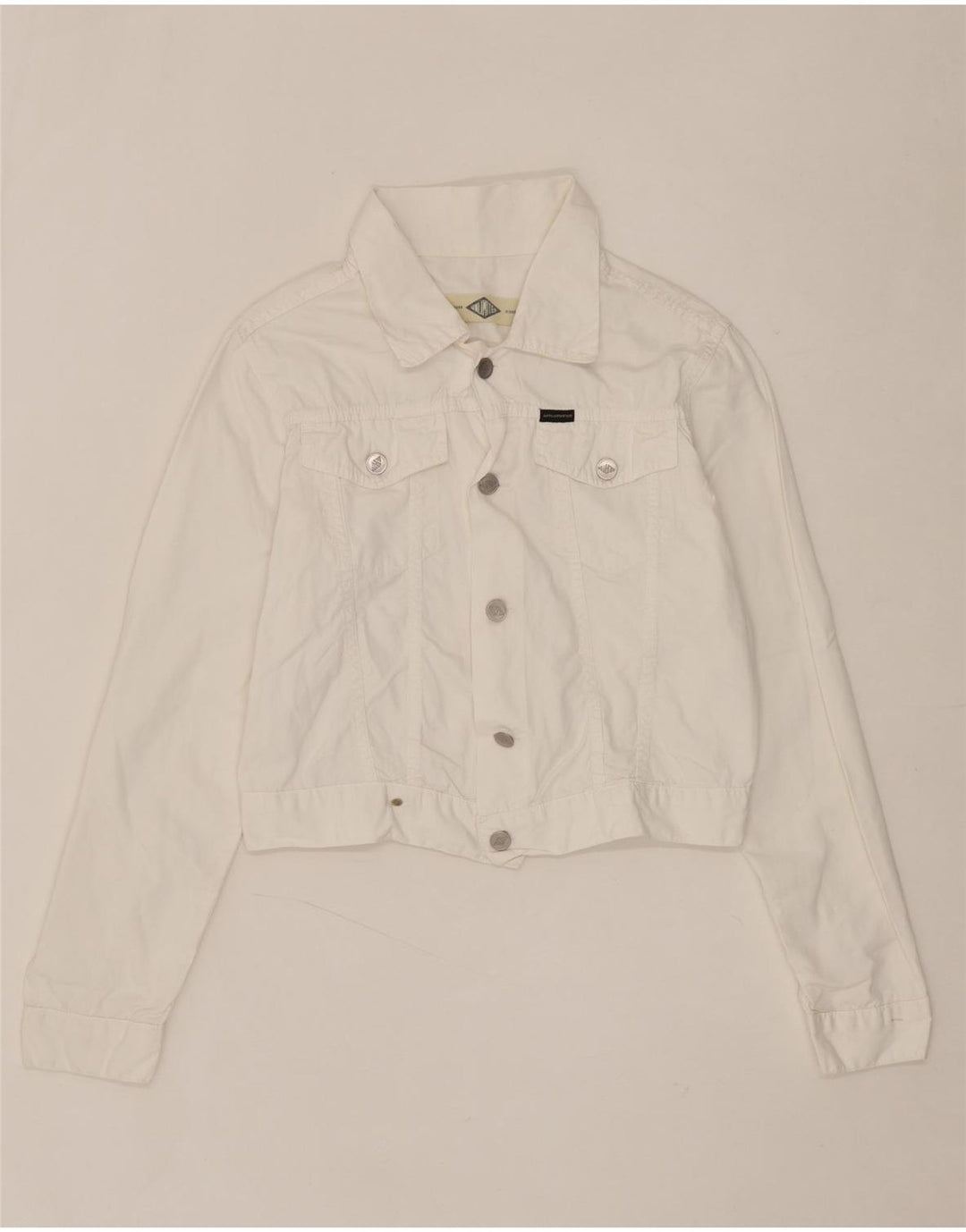 UNLIMITED Womens Crop Bomber Jacket UK 14 Large White Cotton Vintage Unlimited and Second-Hand Unlimited from Messina Hembry 