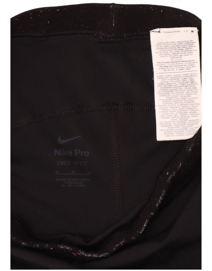 Nike Womens Dri Fit Graphic Leggings UK 12 Medium  Black Polyester