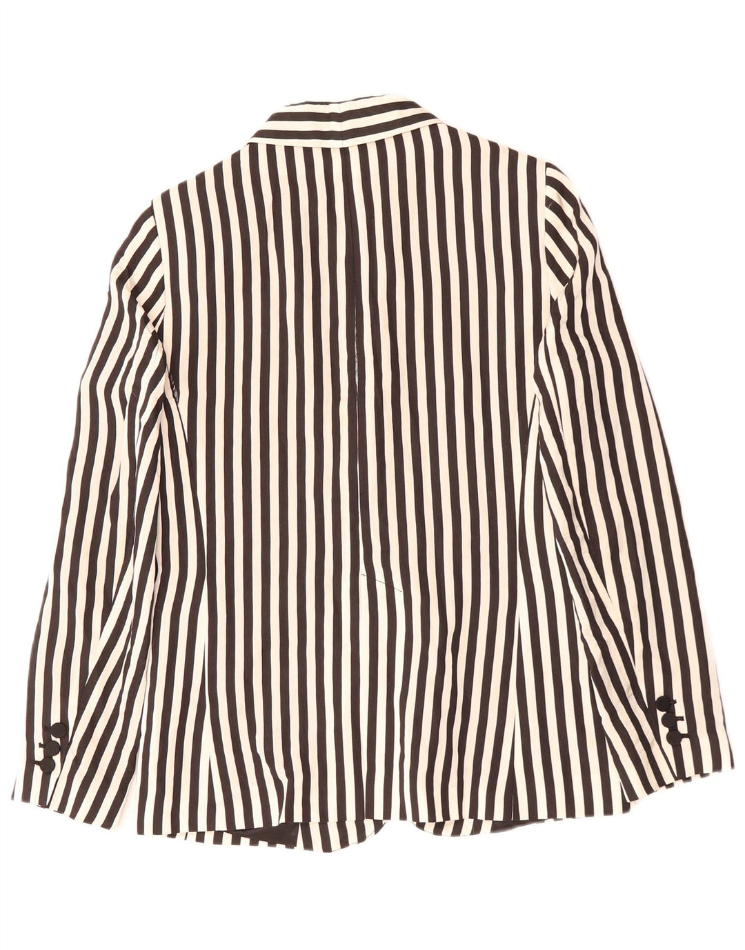 ZARA Womens 1 Button Blazer Jacket UK 12 Medium Black Pinstripe Polyester