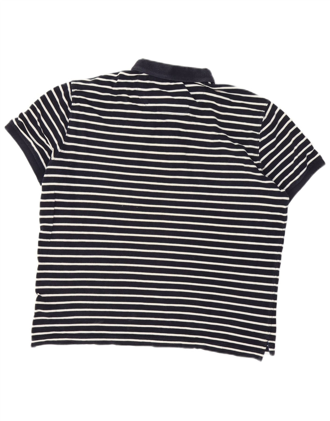 Massimo Dutti Mens Polo Shirt Large Navy Blue Striped