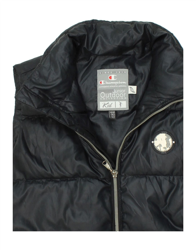 CHAMPION Boys Padded Gilet 13-14 Years XL Black Vintage Champion and Second-Hand Champion from Messina Hembry 