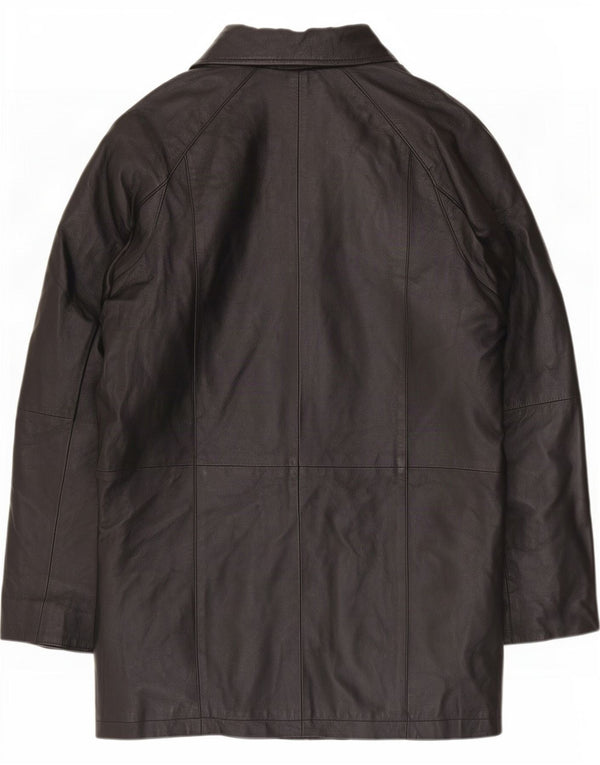 Milan Womens Leather Coat UK 12 Medium Black Floral