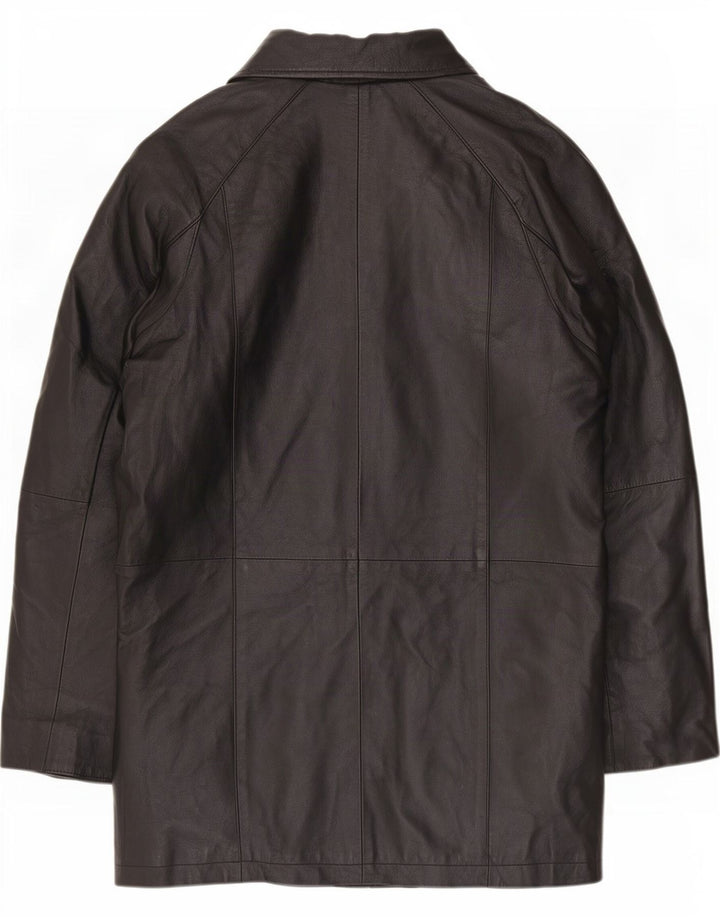 Milan Womens Leather Coat UK 12 Medium Black Floral