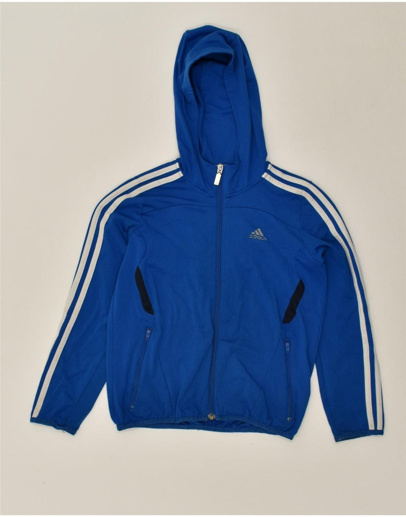 ADIDAS Boys Zip Hoodie Sweater 9-10 Years Blue Polyester | Vintage Adidas | Thrift | Second-Hand Adidas | Used Clothing | Messina Hembry 