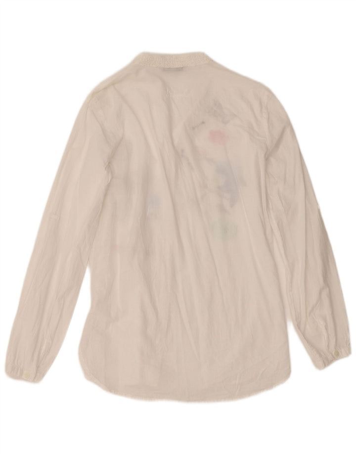 Desigual Womens Graphic Shirt Blouse UK 10 Small White