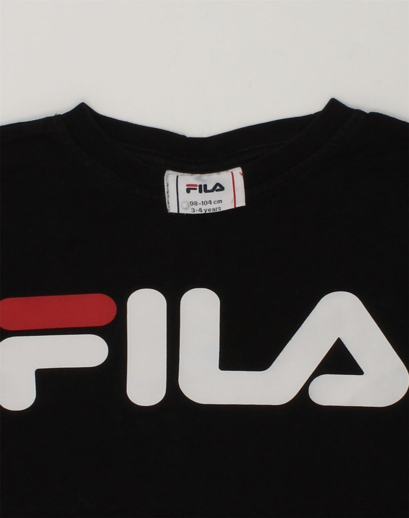 FILA Boys Graphic T-Shirt Top 3-4 Years Black | Vintage Fila | Thrift | Second-Hand Fila | Used Clothing | Messina Hembry 