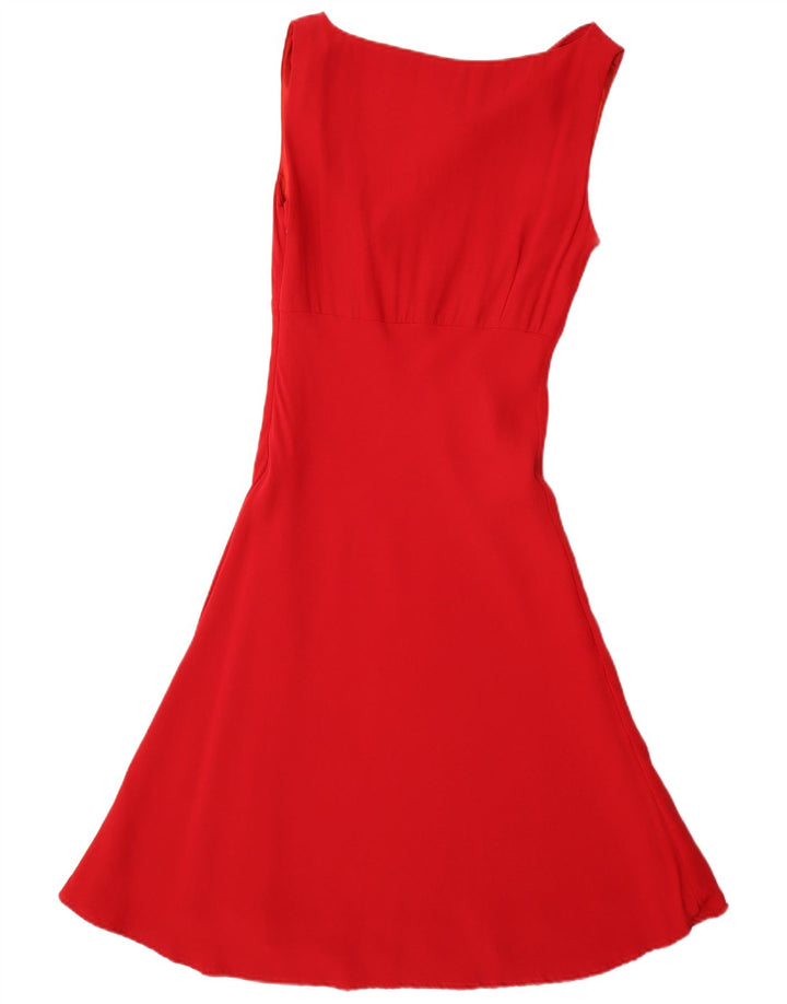 Monsoon Womens Sleeveless A-Line Dress UK 12 Medium Red Viscose