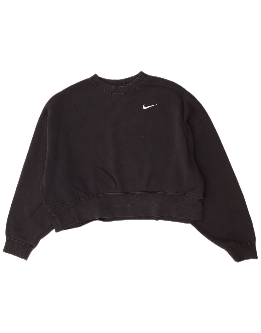 Nike Womens Crop Oversized Sweatshirt Jumper UK 10 Small Black Cotton