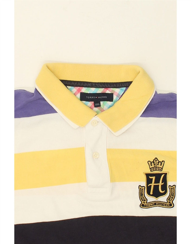 TOMMY HILFIGER Mens Polo Shirt 2XL Multicoloured Striped Cotton | Vintage Tommy Hilfiger | Thrift | Second-Hand Tommy Hilfiger | Used Clothing | Messina Hembry 