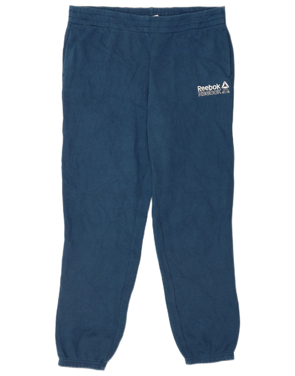 Reebok Womens Tracksuit Trousers Joggers UK 14 Large Navy Blue Cotton