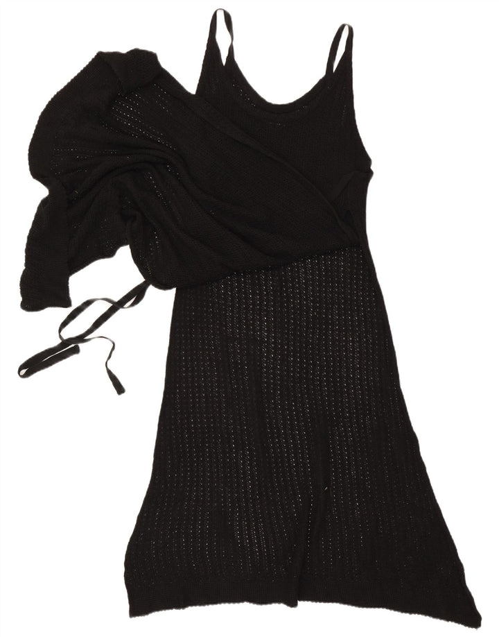 Zara Womens Sleeveless Knit Asymmetrical Dress UK 14 Medium Black