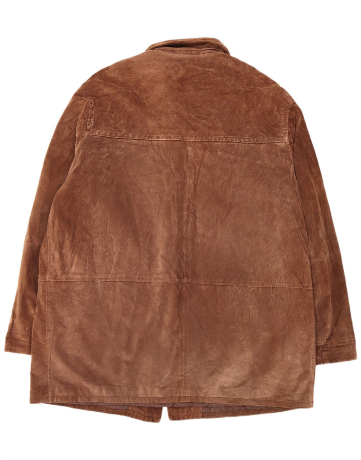 Vintage Mens Suede Jacket Size 60 3XL Brown Leather