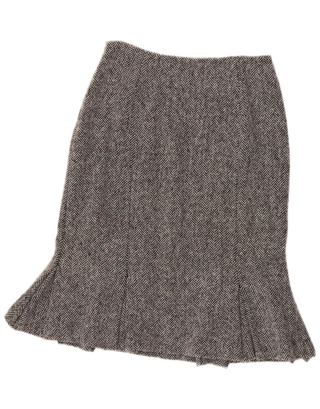 Hobbs Womens Peplum Skirt UK 10 Small W26  Grey Herringbone Wool