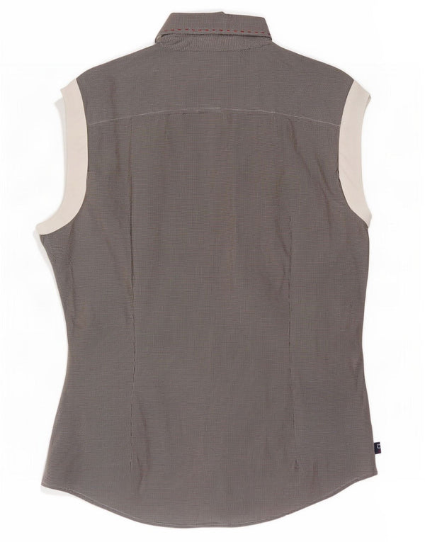 Trussardi Jeans Womens Sleeveless Shirt UK 14 Medium Grey Check