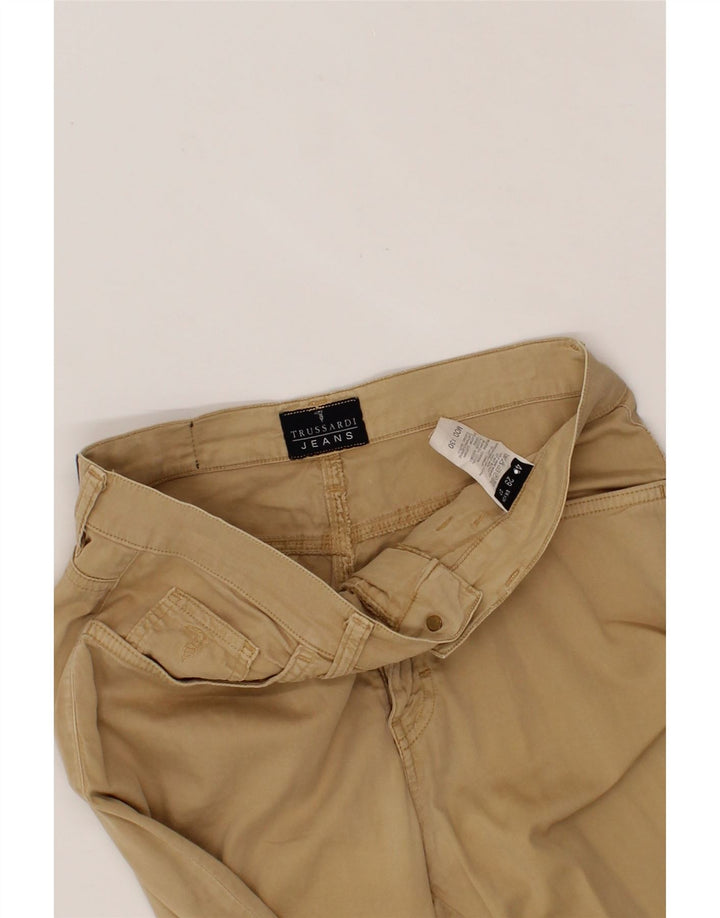 TRUSSARDI Womens Bootcut Casual Trousers W27 L30 Beige Cotton Vintage Trussardi and Second-Hand Trussardi from Messina Hembry 