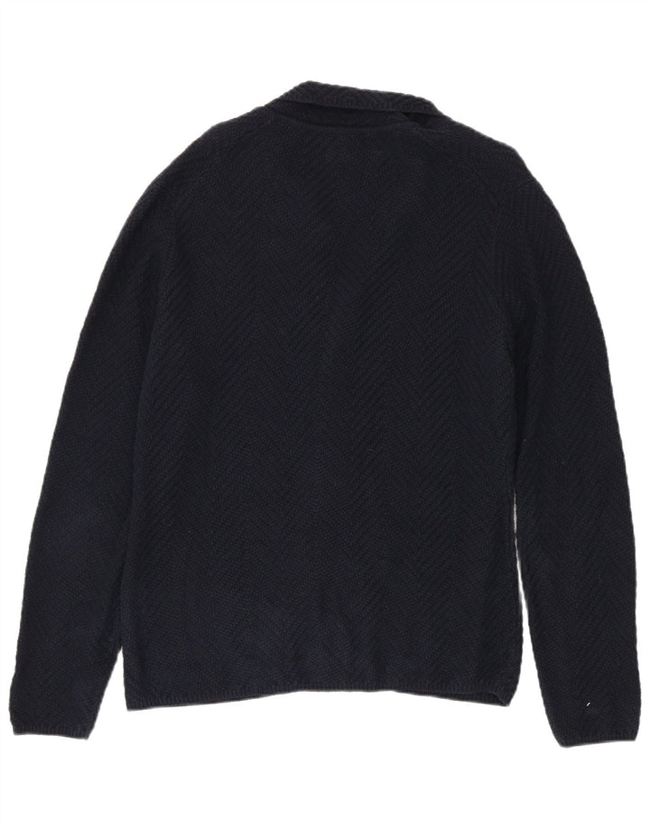 Massimo Dutti Mens Cardigan Sweater Medium Navy Blue Cotton