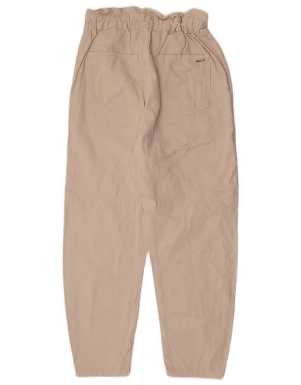Zara Womens High Waist Cropped Jeans EU 38 Small W28 L25 Beige Cotton
