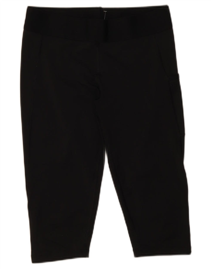 ADIDAS Womens Graphic Capri Leggings UK 12/14 Medium  Black