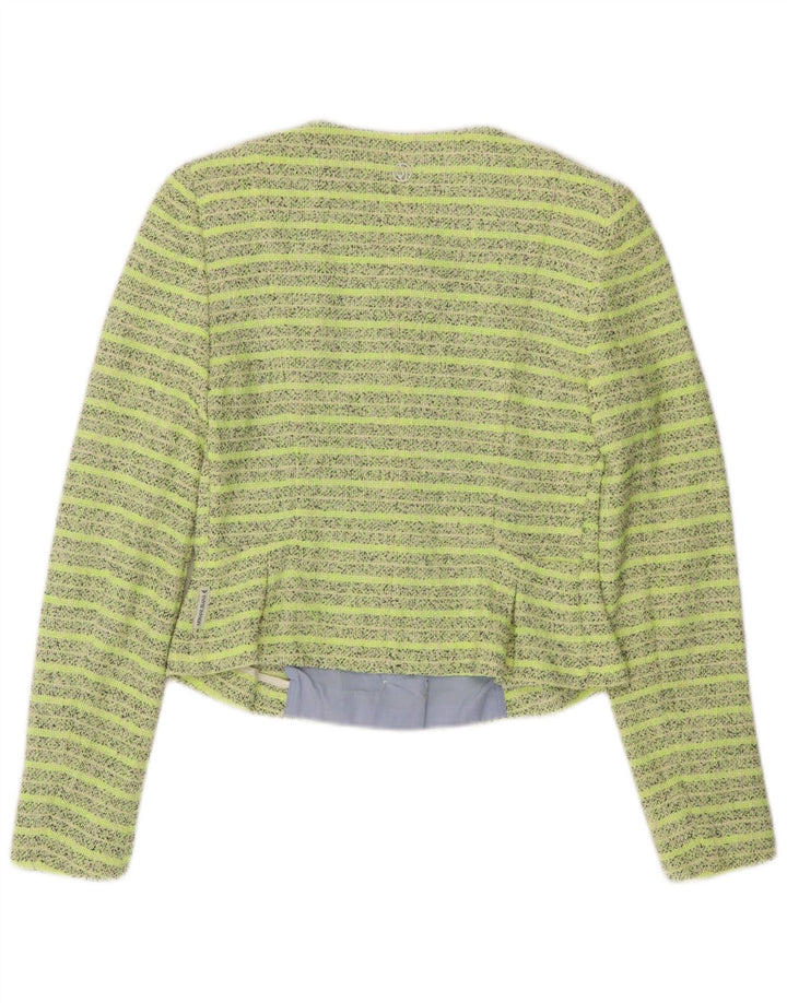 ARMANI JEANS Womens Crop 5 Button Blazer Jacket IT 42 Medium Green Striped