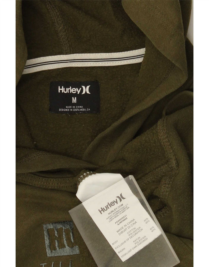 Hurley Mens Graphic Hoodie Jumper Medium Khaki Cotton