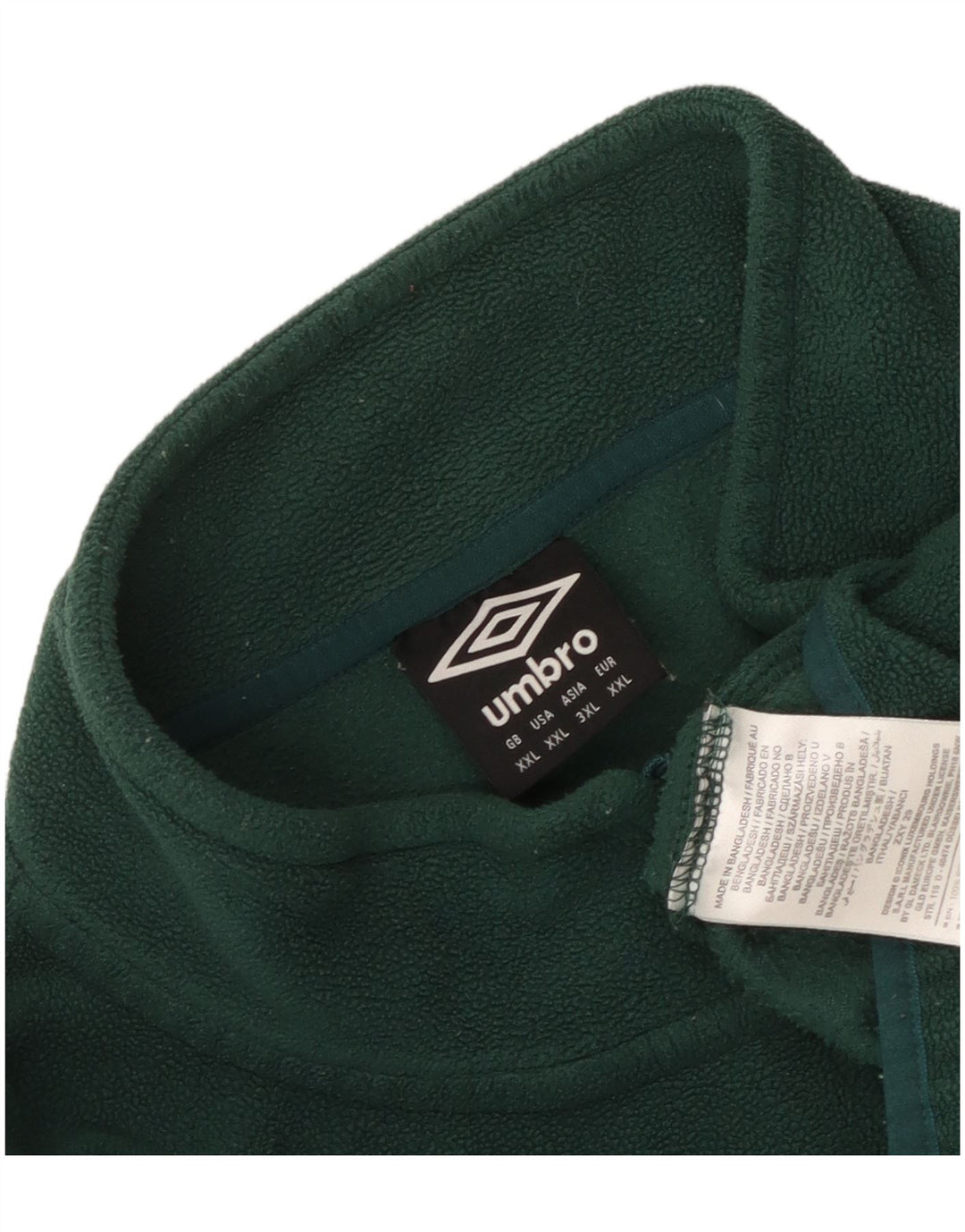 Umbro Mens Zip Neck Fleece Jumper 2XL Green Polyester