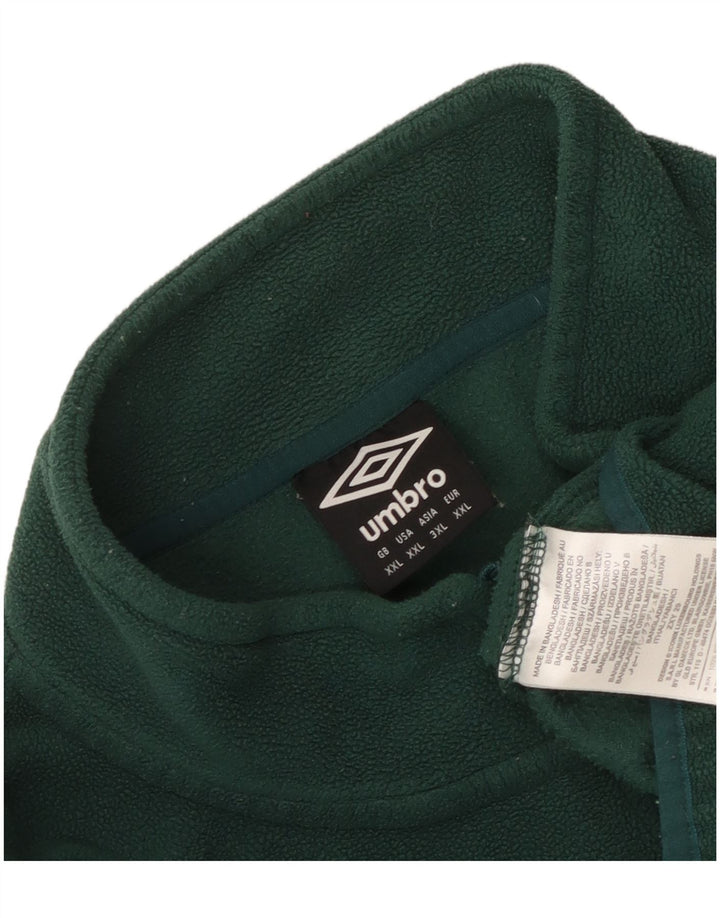 Umbro Mens Zip Neck Fleece Jumper 2XL Green Polyester