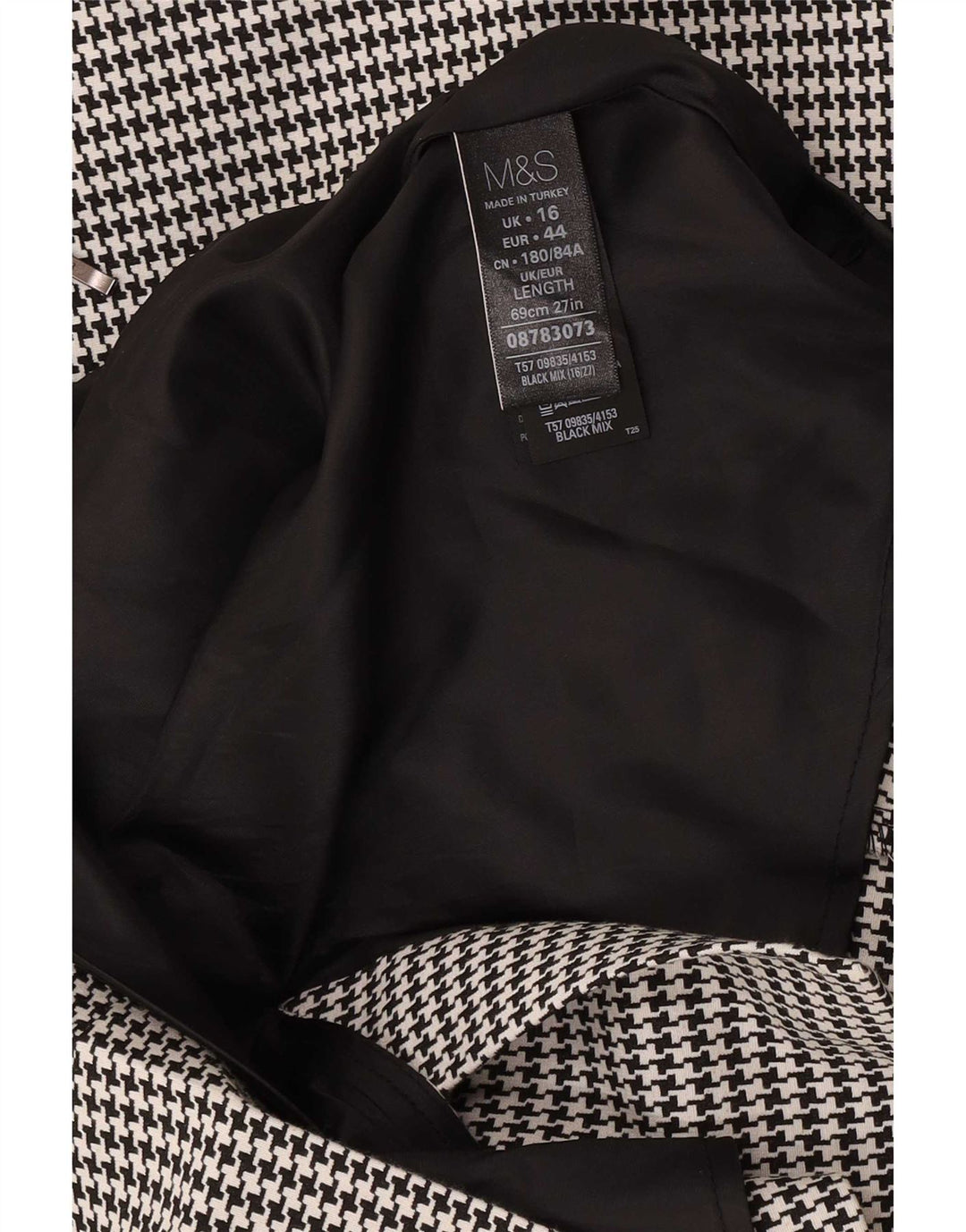Marks & Spencer Womens Pencil Skirt UK 16 Large W34 Black Houndstooth