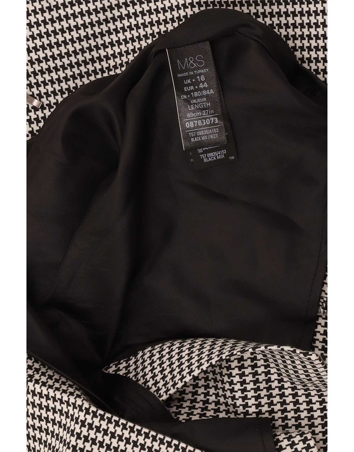 Marks & Spencer Womens Pencil Skirt UK 16 Large W34 Black Houndstooth
