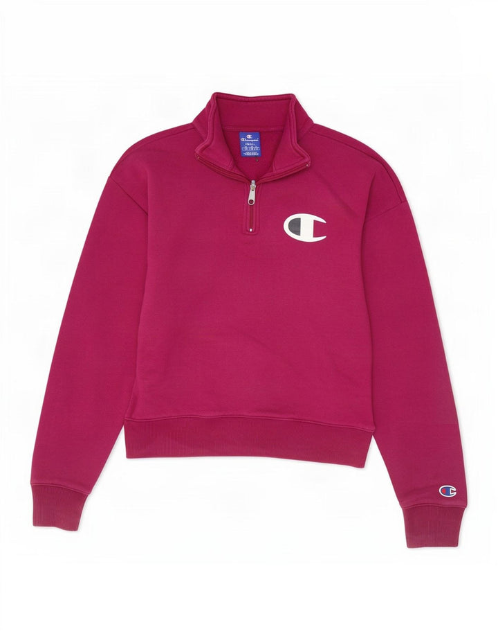 Champion Womens Crop Oversized Sweatshirt Jumper UK 10 Small Maroon