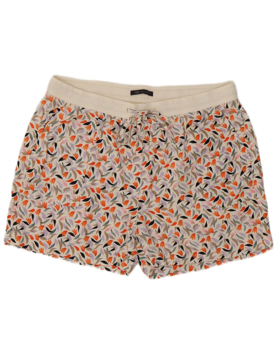Marks & Spencer Womens Shorts UK 16 Large Multicoloured Floral Linen