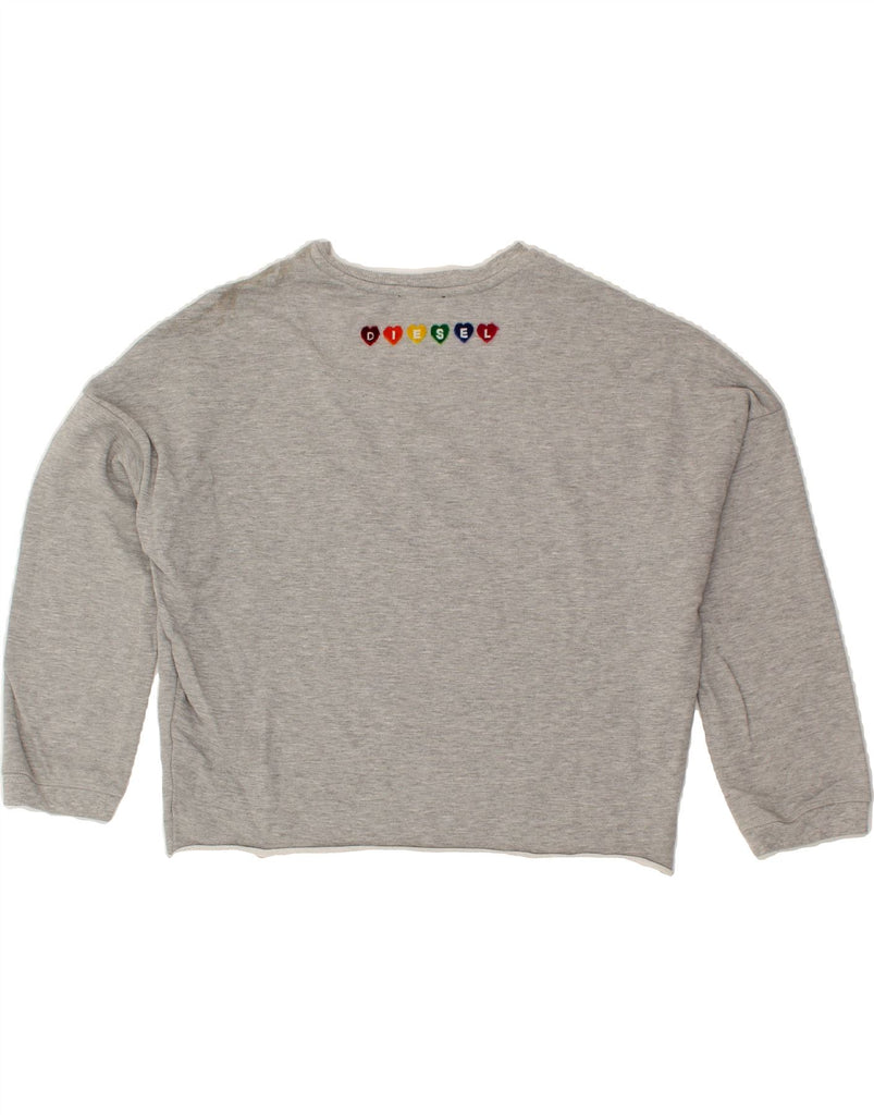 DIESEL Womens Crop Sweatshirt Jumper UK 6 XS  Grey Cotton | Vintage Diesel | Thrift | Second-Hand Diesel | Used Clothing | Messina Hembry 