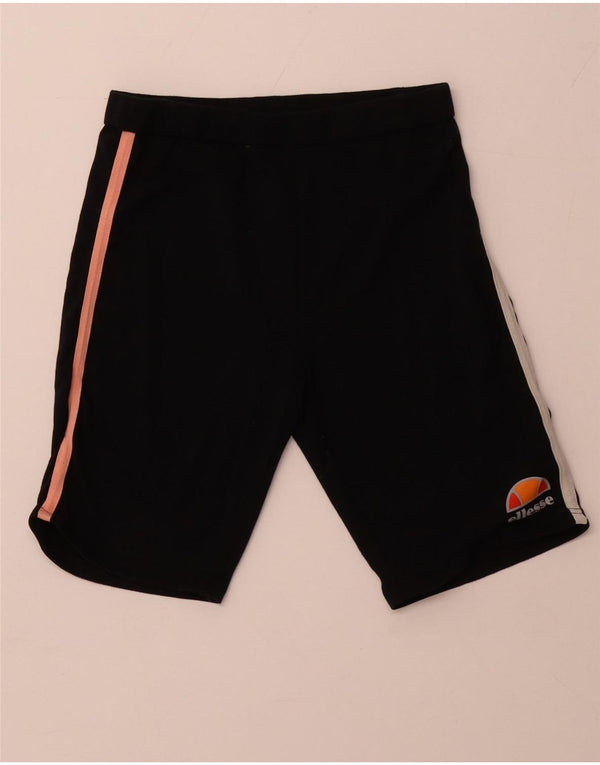 ELLESSE Womens Sport Shorts UK 12 Medium  Black Cotton