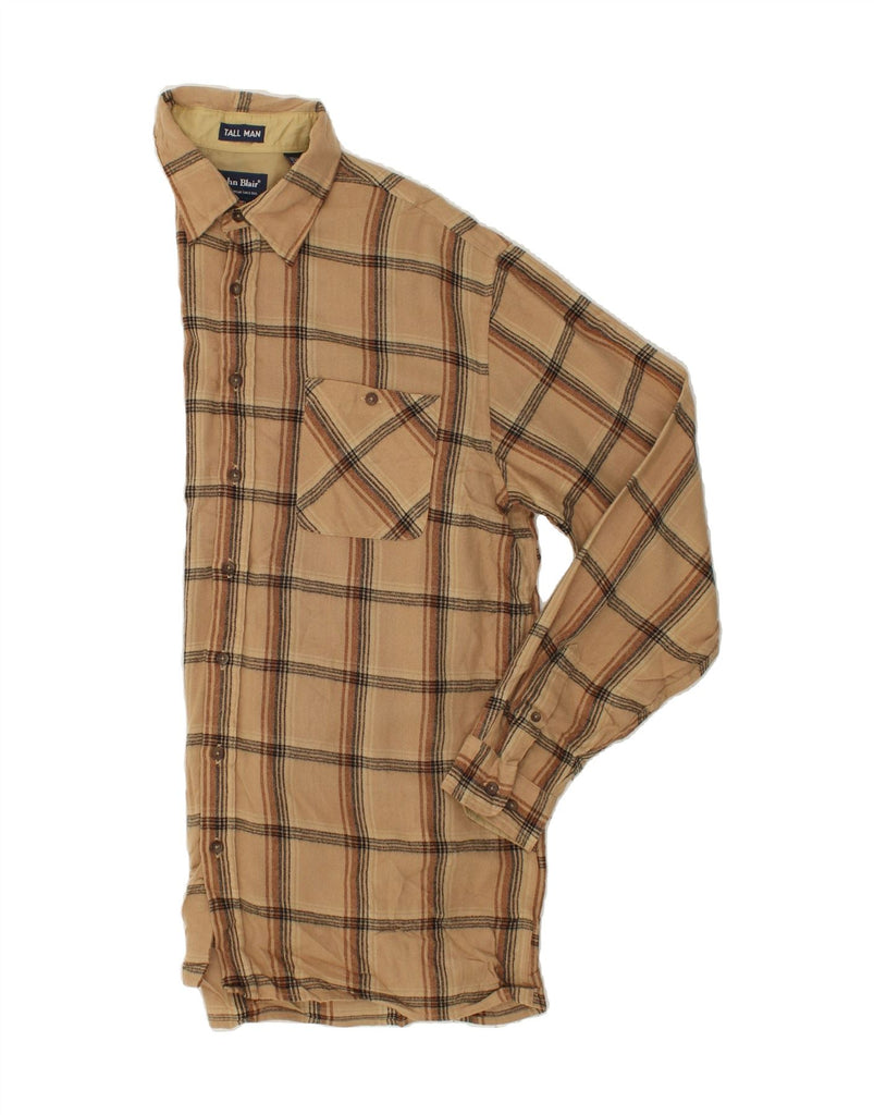 VINTAGE Mens Tall Shirt Large Brown Check Acrylic | Vintage Vintage | Thrift | Second-Hand Vintage | Used Clothing | Messina Hembry 