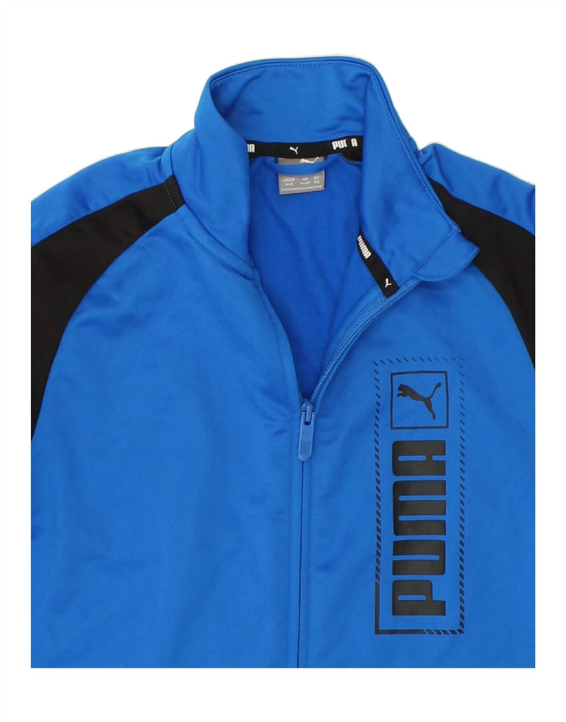 PUMA Boys Graphic Tracksuit Top Jacket 11-12 Years Blue Colourblock | Vintage Puma | Thrift | Second-Hand Puma | Used Clothing | Messina Hembry 