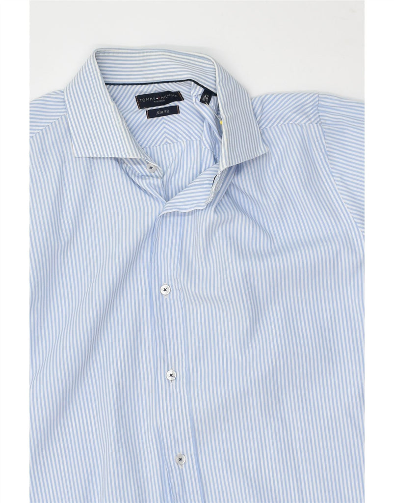 TOMMY HILFIGER Mens Tailored Slim Fit Shirt Size 42 16 1/2 Large Blue | Vintage Tommy Hilfiger | Thrift | Second-Hand Tommy Hilfiger | Used Clothing | Messina Hembry 