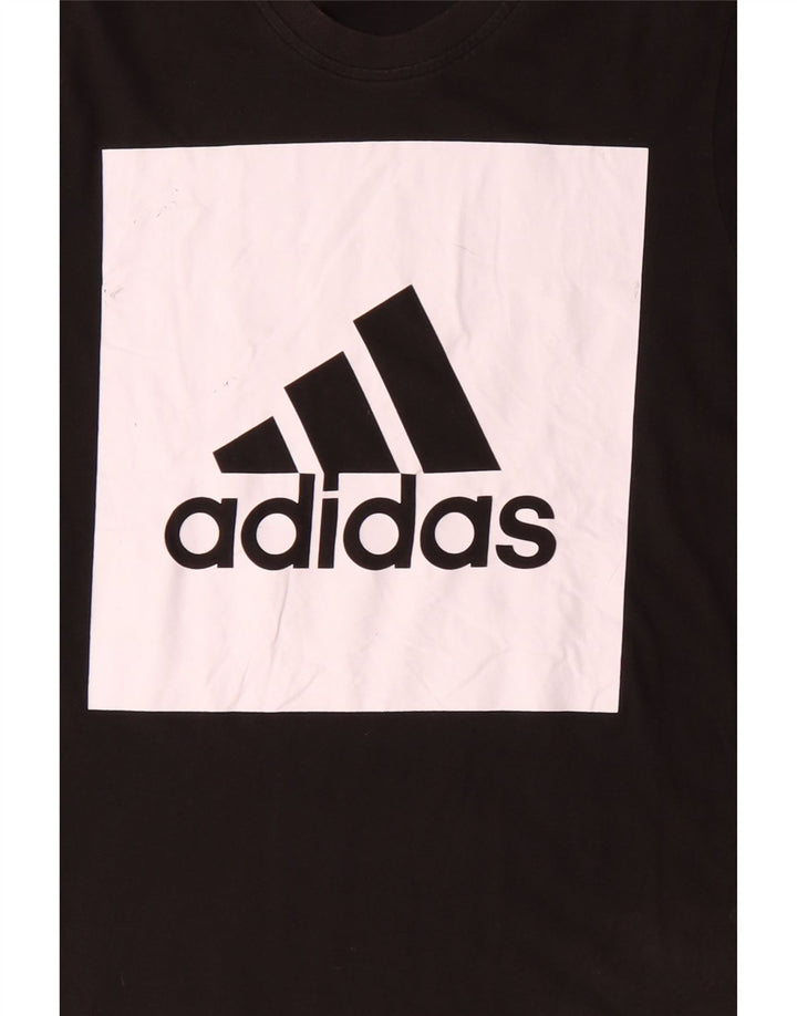 ADIDAS Mens Graphic T-Shirt Top Large Black Colourblock Cotton