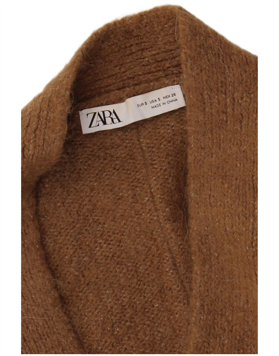 ZARA Womens Oversized Cardigan Sweater UK 10 Small Brown