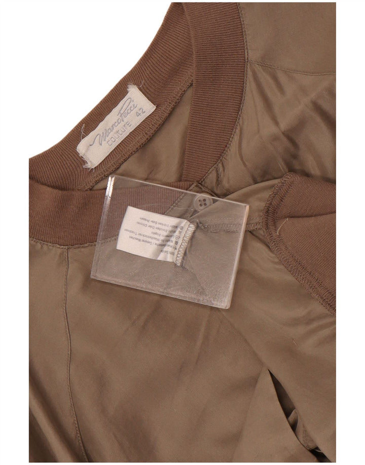 Marco Pecci Womens Oversized Bomber Jacket IT 42 Medium Brown Silk