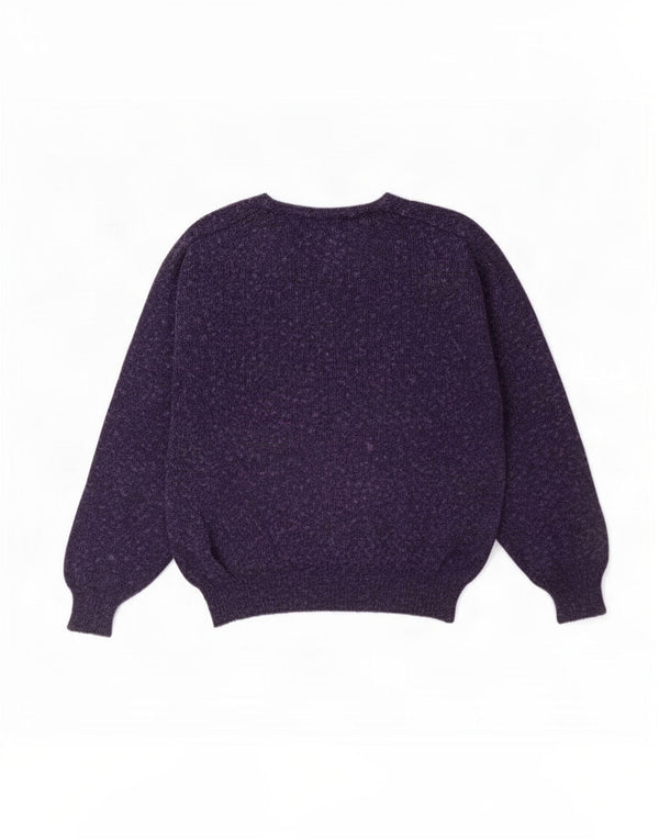 Vintage Womens Boat Neck Jumper Sweater UK 14 Medium Purple Flecked Cotton