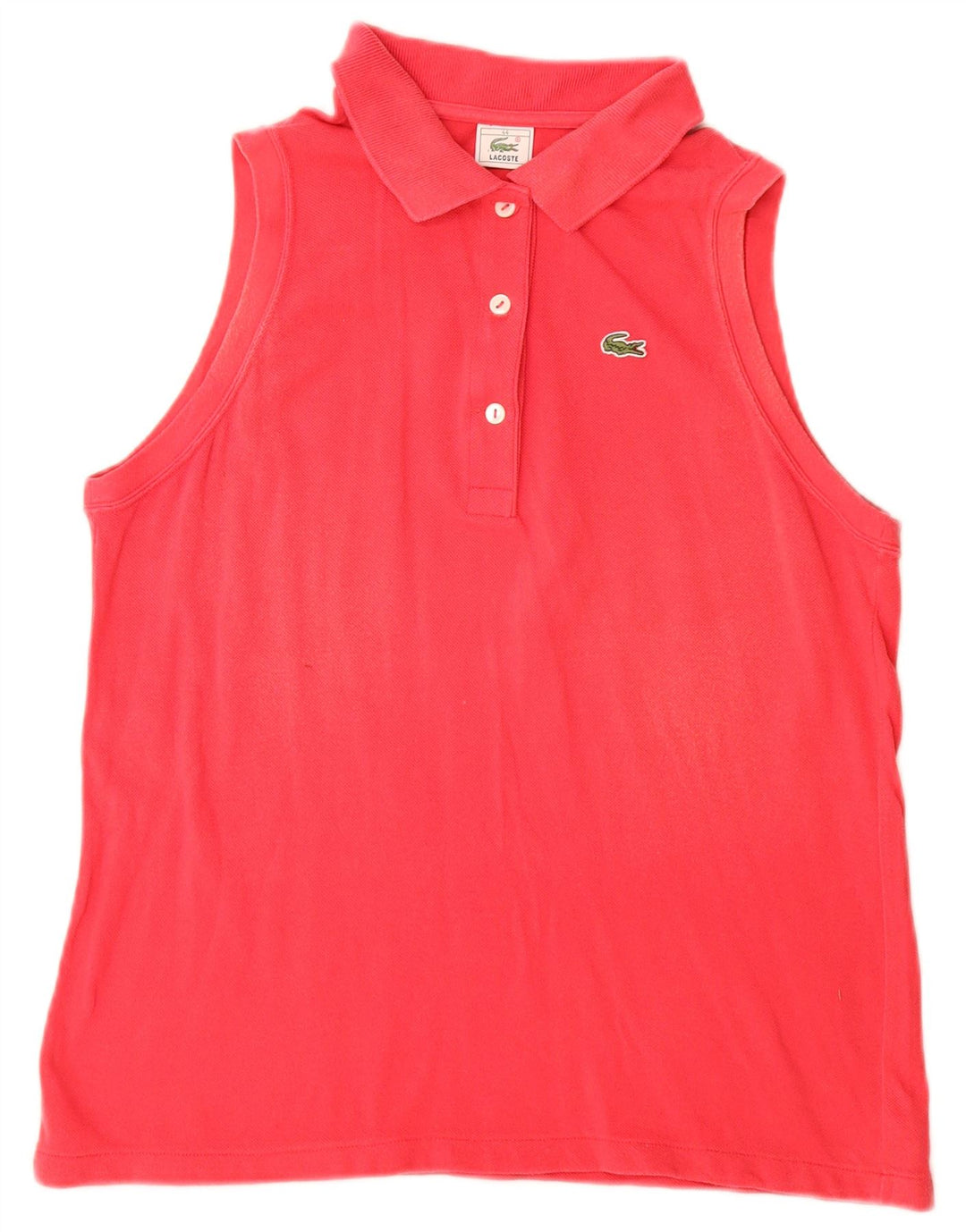 LACOSTE Womens Sleeveless Polo Shirt Size 44 Large Pink Cotton
