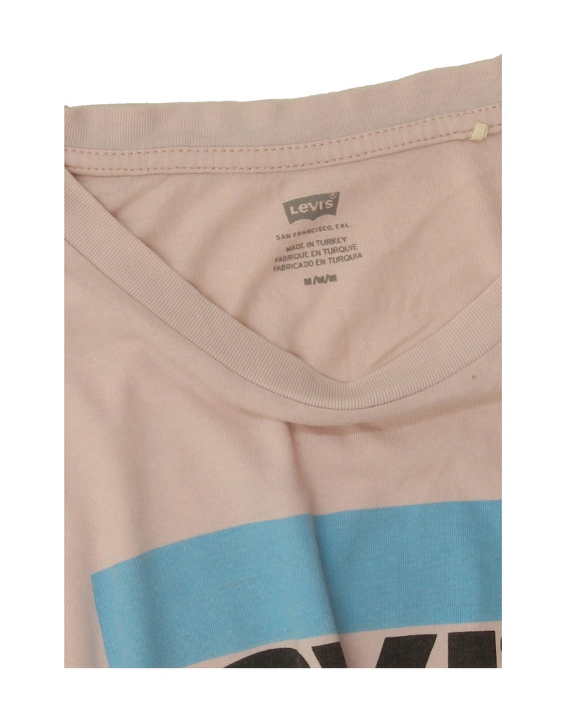 LEVI'S Womens Graphic T-Shirt Top UK 14 Medium Pink Vintage Levi's and Second-Hand Levi's from Messina Hembry 