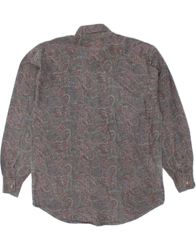 C&A Mens Shirt Size 39/40 Medium Grey Paisley Cotton | Vintage C&A | Thrift | Second-Hand C&A | Used Clothing | Messina Hembry 