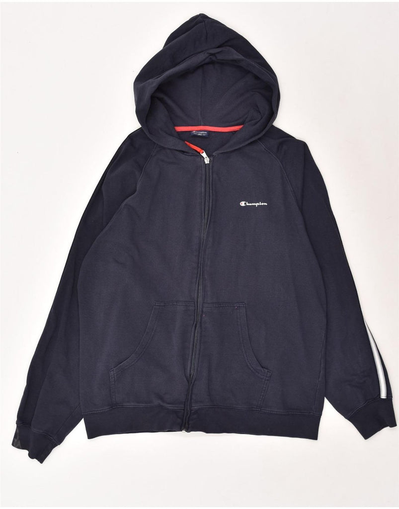 CHAMPION Womens Zip Hoodie Sweater UK 18 XL Navy Blue Cotton | Vintage Champion | Thrift | Second-Hand Champion | Used Clothing | Messina Hembry 