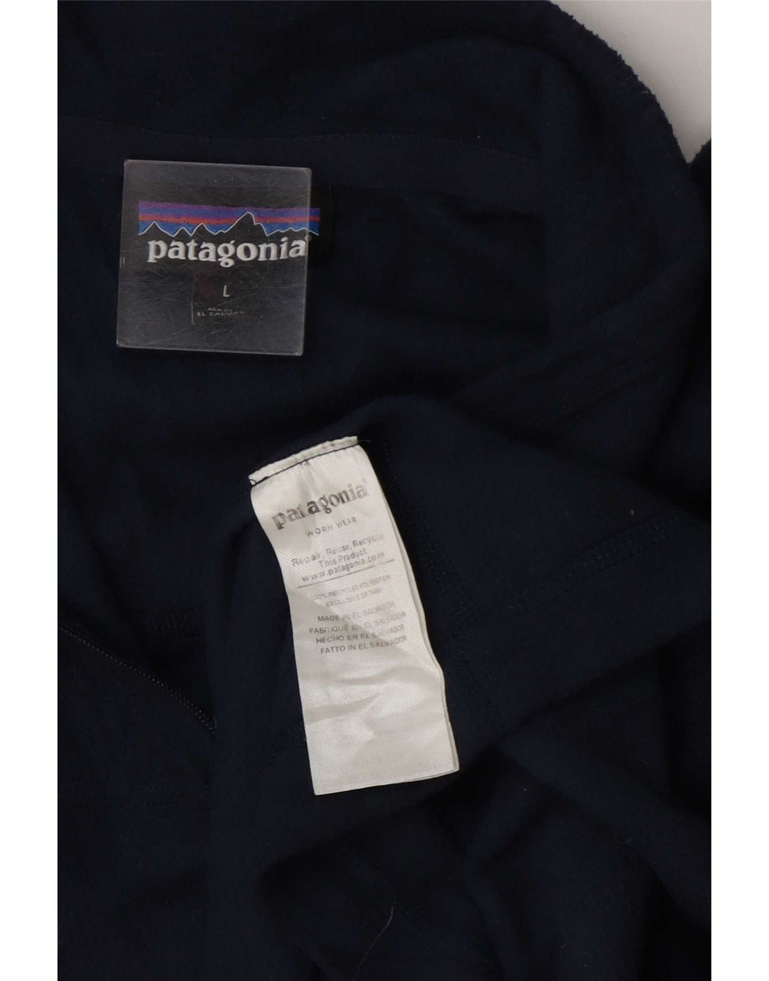 Patagonia Mens Zip Neck Fleece Jumper Large Navy Blue Polyester