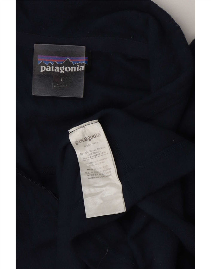 Patagonia Mens Zip Neck Fleece Jumper Large Navy Blue Polyester