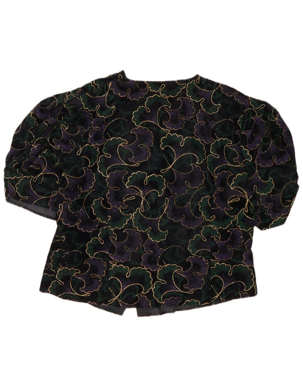 Yessica Womens Short Sleeve Shirt Blouse EU 42 Large Black Floral Acetate