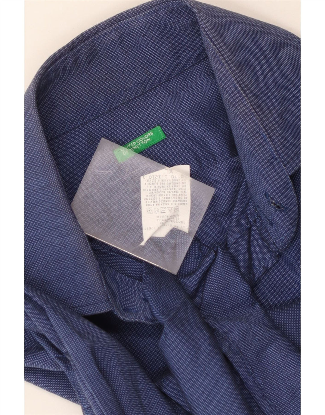 Benetton Mens Shirt XL Navy Blue Cotton