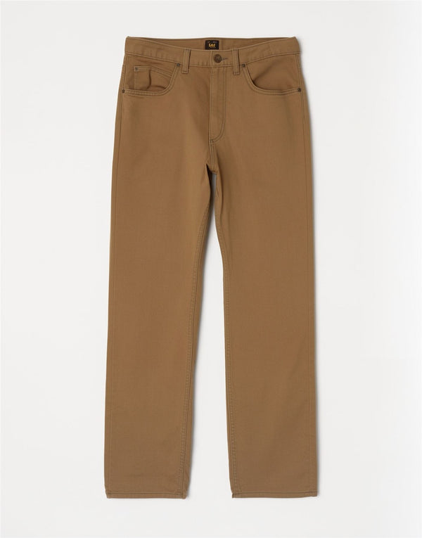 Lee Mens Brooklyn Straight Casual Trousers W32 L32 Brown Cotton
